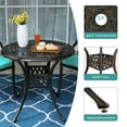 thumbnail image 3 of MEETWARM 3 Piece Patio Bistro Set, Outdoor All-Weather Cast Aluminum Dining Furniture Set Includes 2 Cushioned Chairs and a 31” Round Table with Umbrella Hole for Garden Deck, Ocean Blue, 3 of 7