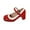 Red, variant on Women Fashionable And Casual Summer Style Thick Heel High Heel Spring Patent Leather Toe Mary One Button Oversized Leather Shoes Red Size 6