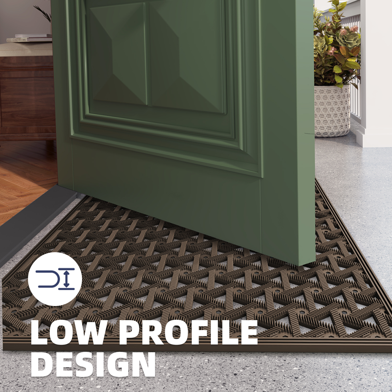 PABUBE Outdoor Doormat , Waterproof and Heavy Duty Doormat for Outside, Low Pile Dirt Trapper Rubber Outdoor Mat and Non-Slip Welcome Mat for Front Doors, 19" x 29", Brown