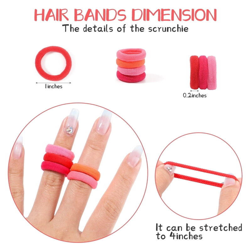100PCS Colorful Basic Nylon Ealstic Hair Ties for Girls Children Ponytail Hold Scrunchie Rubber Band Kids Basic Hair Accessories