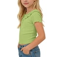 thumbnail image 6 of fatyb Little Girls Cute Tops Summer Blouses with Ruffle Collar Solid Color Casual Short Sleeve Tee Tops, 6 of 7