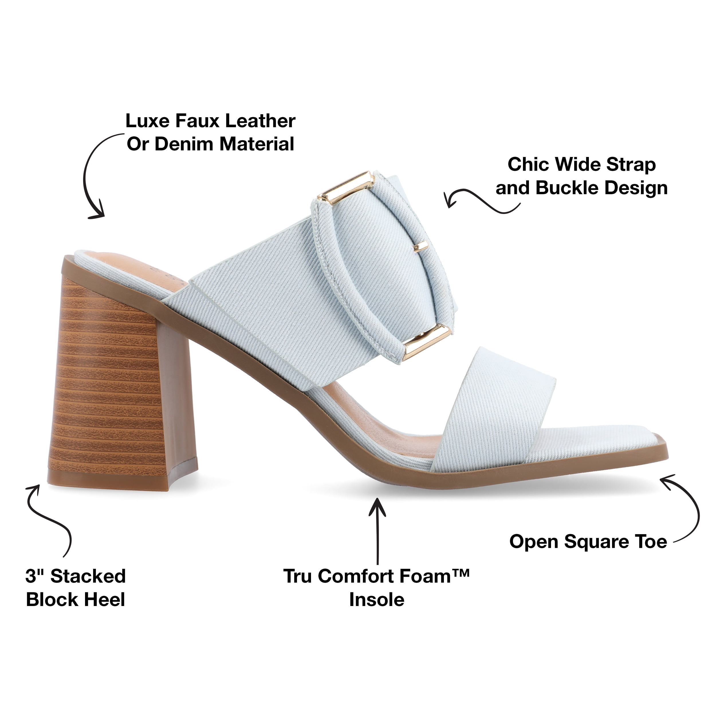 Journee Womens Junie Slip On Double Strap Dress Sandals