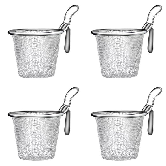 4Pcs Stainless Steel Colander Strainer Basket Food Kitchen Colander Baskets Hot Pot Frying Strainers Serving Noodle, L