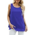thumbnail image 4 of Prolriy Tank Tops for Women, Women Chiffon Tank Sleeveless Top Double Casual Blouse Tunic Womens Tops Summer Tops for Women Trendy Blue L, 4 of 7