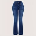 thumbnail image 7 of LWavelet Womens High Waisted Button Front Flared Jeans Daily Casual Denim Pants Blue 2XL, 7 of 7