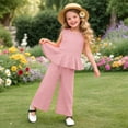 thumbnail image 2 of Staki Girl Tops Wide Leg Pant Set Girls’ Clothing Sets Sleeveless Bow Crop Top Wide Leg Linen Pants 2026 Summer Outfits Cute Kids Clothes 2-8Y(Pink,5-6 Years), 2 of 6