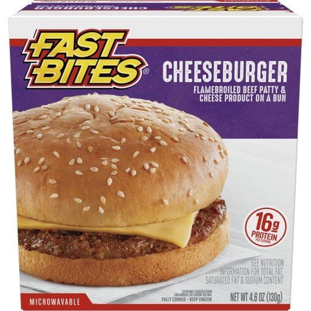 Fast Bites Cheeseburger With Bun, 4.6 Ounce -- 30 per case