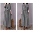 thumbnail image 7 of Womens Cotton Linen Maxi Dress Casual Loose Solid A-line Dress Flowy Summer Beach Vacation Dress with Pockets Gray XL, 7 of 7