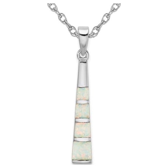 Gem & Harmony Lab-Created Opal Pendant Necklace in Sterling Silver with Chain for Women