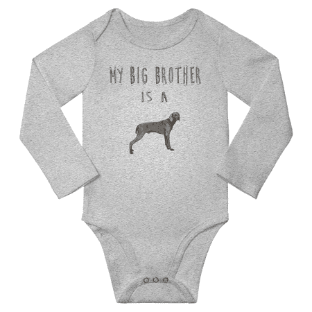 

My Big Brother is a Weimaraner Dog Cute Baby Long Sleeve Clothes Bodysuit Boy Girl (Gray 0-6M)