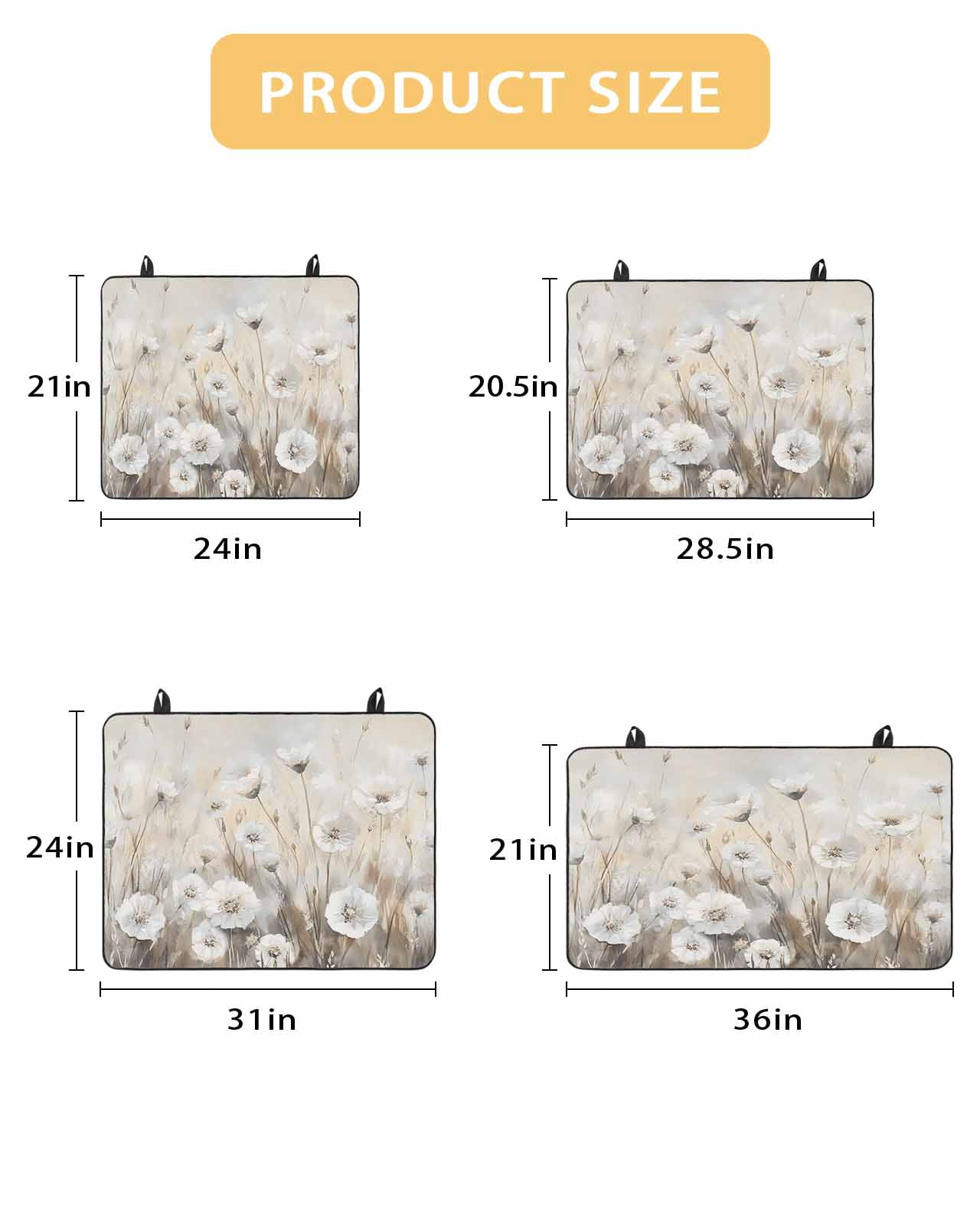 nqOlkjepod Large Induction Cooktop Protector Mat 36"x21", Spring White Floral Stove Top Covers for Electric Stove, Watercolor Vintage Beige Flowers Stove Burner Cover Mats, Glass Top Stove Cover