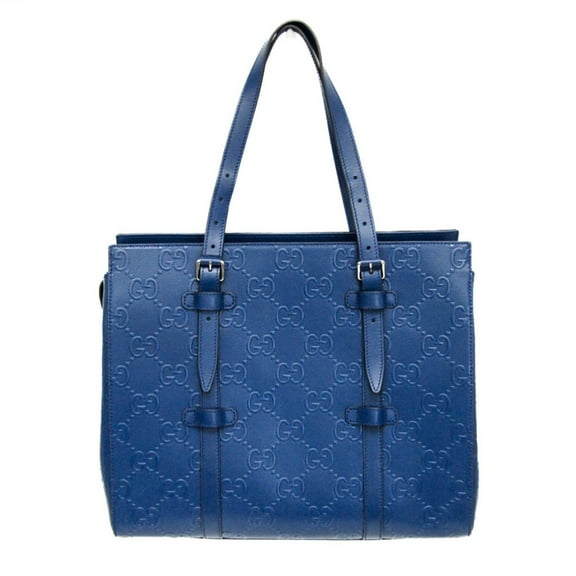 Pre-Owned Gucci GG Embossed Tote 625774 Men's Leather Shoulder Bag,Tote Bag Blue (Good)