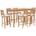 thumbnail image 5 of 7 Piece Teak Wood Amsterdam 63" Rectangular Outdoor Patio Bar Set including 6 Barstools, 5 of 5
