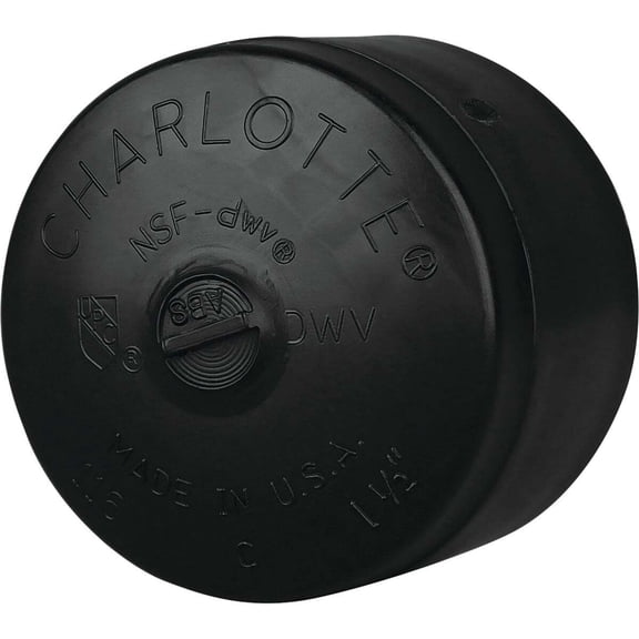 Charlotte Pipe ABS Cap 00116 - Durable Black ABS Pipe Fitting - 1-1/2 In. Hub