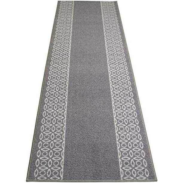 Custom Size Runner Rug Berber Chain Border Grey Design Rug Runner 26
