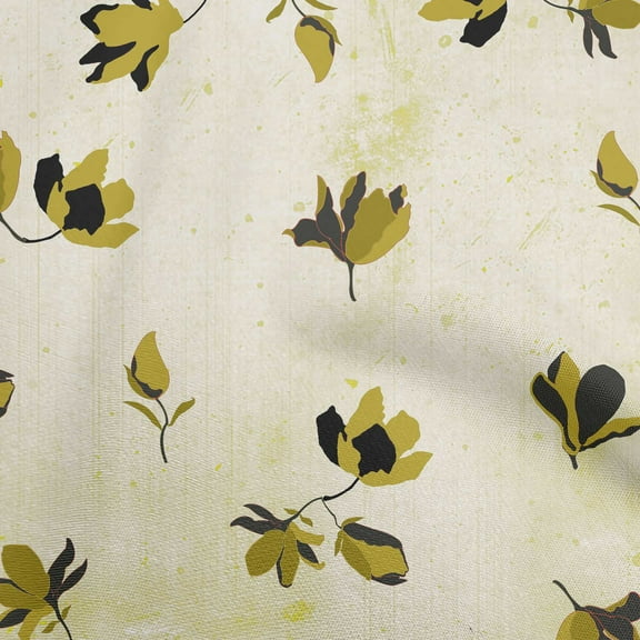 oneOone Polyester Spandex Olive Green Fabric Texture & Floral Fabric For Sewing Printed Craft Fabric By The Yard 56 Inch Wide