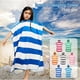 thumbnail image 3 of Albornoz de microfibra con estampado a rayas para niños, Poncho ligero de secado rápido con capucha para Surf y playa, 3 of 4