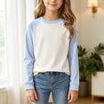 thumbnail image 4 of JUMEYU Girls T Shirt Girls Long Sleeve Tees Basic Crewneck Soft T-shirts Shirts for Girls Size 9-10 (Light Blue,9-10 Years), 4 of 5
