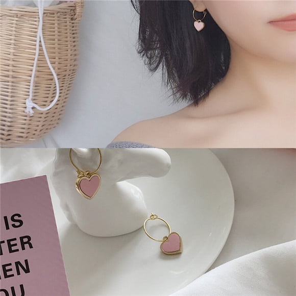 UPOUART Pendientes Colgantes Para Mujer En Círculo Color Rosa Durazno