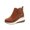 Brown, variant on Womens Ankle Boots Round Toe Hidden Wedge Sole Faux Suede Crocodile Panel Dual Side Zipper Walking Fashion Boots Beige Size US7