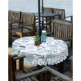 thumbnail image 2 of Navy Blue Spring Floral Outdoor Tablecloth - 54 Inch Round Dining Table Cover, Watercolor Summer Botanical Waterproof Outdoor Table Cloth with Umbrella Hole & Zipper for Picnic/Patio/Party, 2 of 5