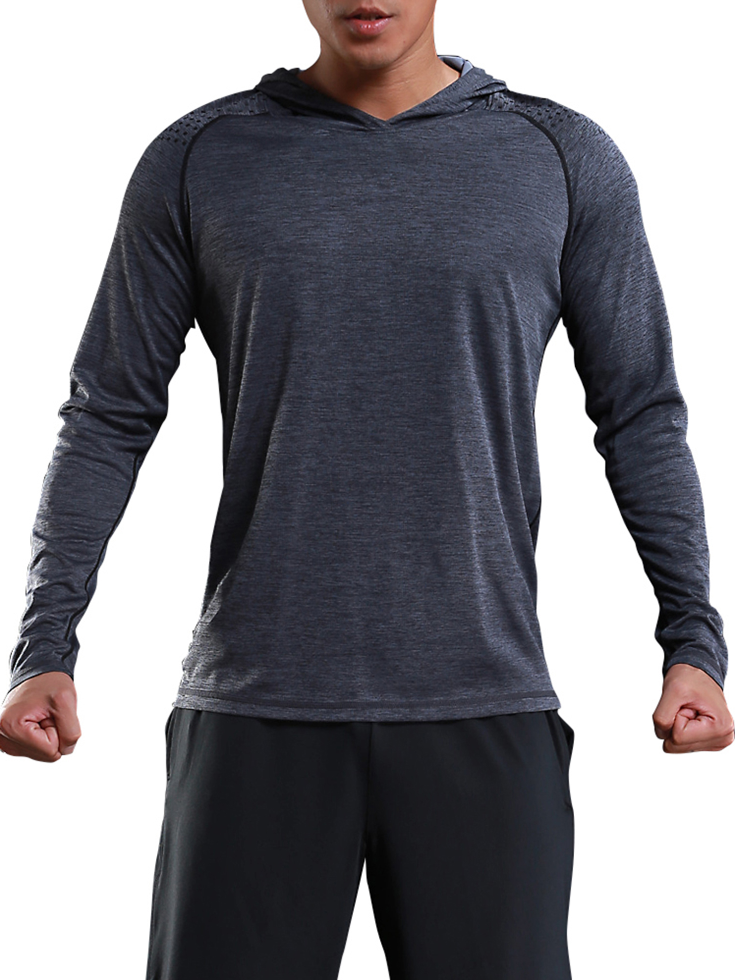 Mens Long Sleeve Active Sports Shirts With Hooded Performance 