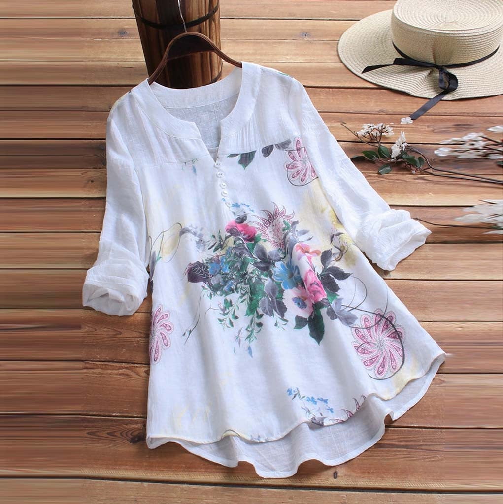 andrageren med tiden Salme Women Lady Casual Loose Cotton Linen Shirt Tops Long Sleeve Soft Blouses  Shirts - Walmart.com