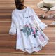 thumbnail image 2 of Gibobby Playeras Deportivas Parche floral Camiseta con estampado vintage Top Manga larga Cuello en V Blusa para mujer Blusa para mujer（Blanco， XXXXL), 2 of 5