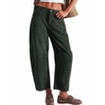 thumbnail image 3 of Women'S Corduroy Pants Mid-Rise Elastic Waist Cord Pant Casual Wide Leg Baggy Trouser with Pockets Dark Green XL, 3 of 9
