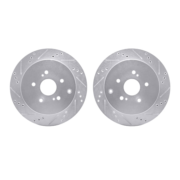 Dynamic Friction Company Rear Brake Rotors-Drilled and Slotted-Silver 7002-01012