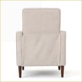 thumbnail image 6 of Recliners, Mid-Century Modern Pushback Fabric Recliner with Thicker Seat Cushion, Espresso Birch Legs | Wheat Color | Compact Size, 6 of 7