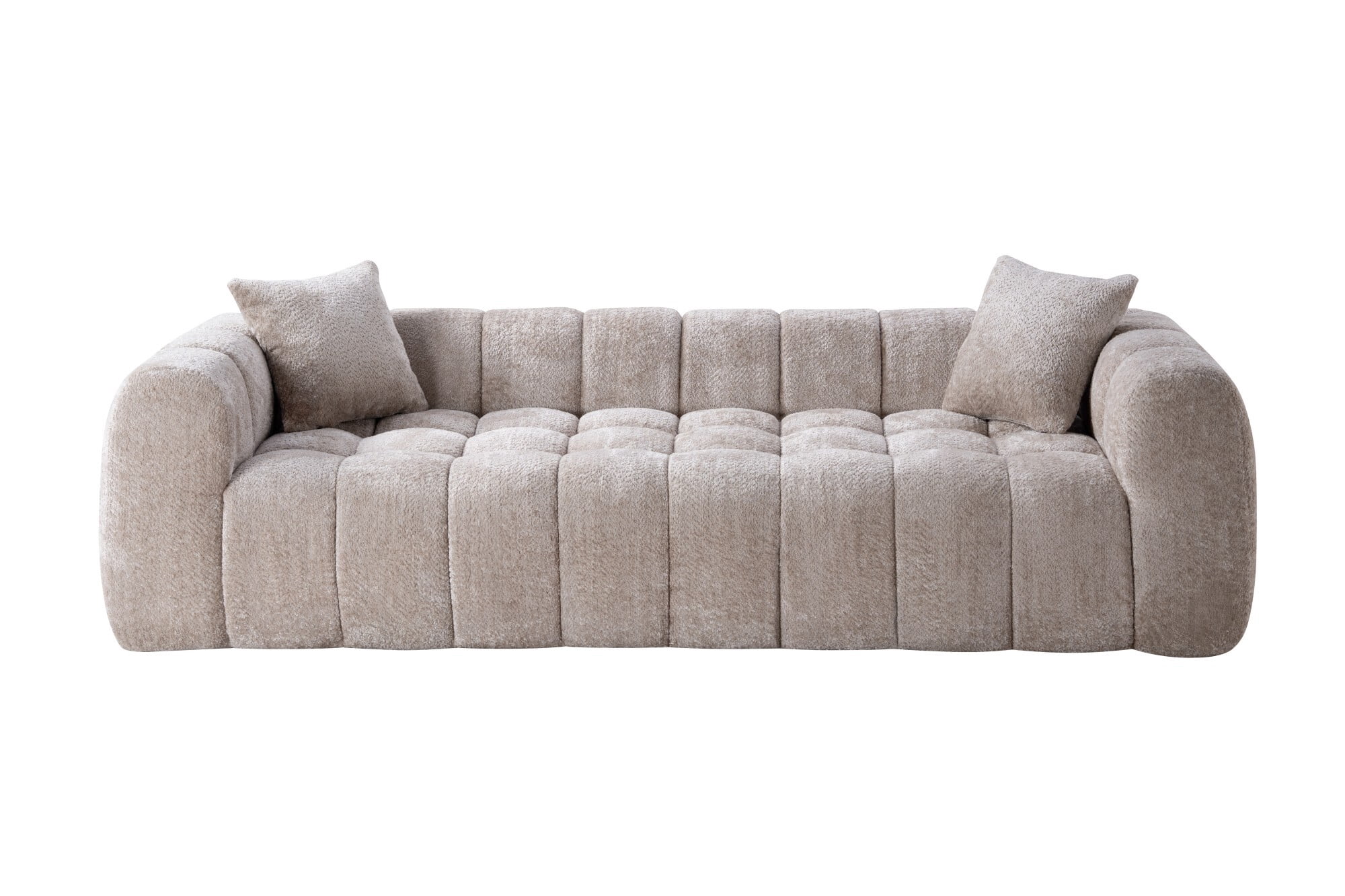 AENKYO 103" Oversized Cloud Boucle Sofa, Modern 4-Seater Deep Seat Couch, No Assembly, Oatmeal Beige