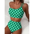 thumbnail image 3 of DOKOTOO Bikini Sets for Women One Shoulder Spaghetti Straps High Waist Floral Print Tummy Control Stretchy Swimsuit, 3 of 8
