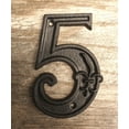 thumbnail image 2 of Lulu Decor, Cast Iron House Number 5 Vintage Black Finish with Fleur De Lis (# 5), 2 of 3