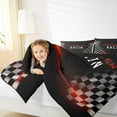 thumbnail image 4 of Feelyou Modern Racing Car Boys Bedding Comforter Set, Buffalo Checkered Flag Twin Comforter Sets, Extreme Sports Reversible Bedding Set, Luxury Bedroom Decor, 2pcs, 4 of 8