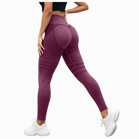 enyan Womens Leggings Seamless Butt Lifting Train Control Celsior Anti Cellulite Leggings(Wine,L)