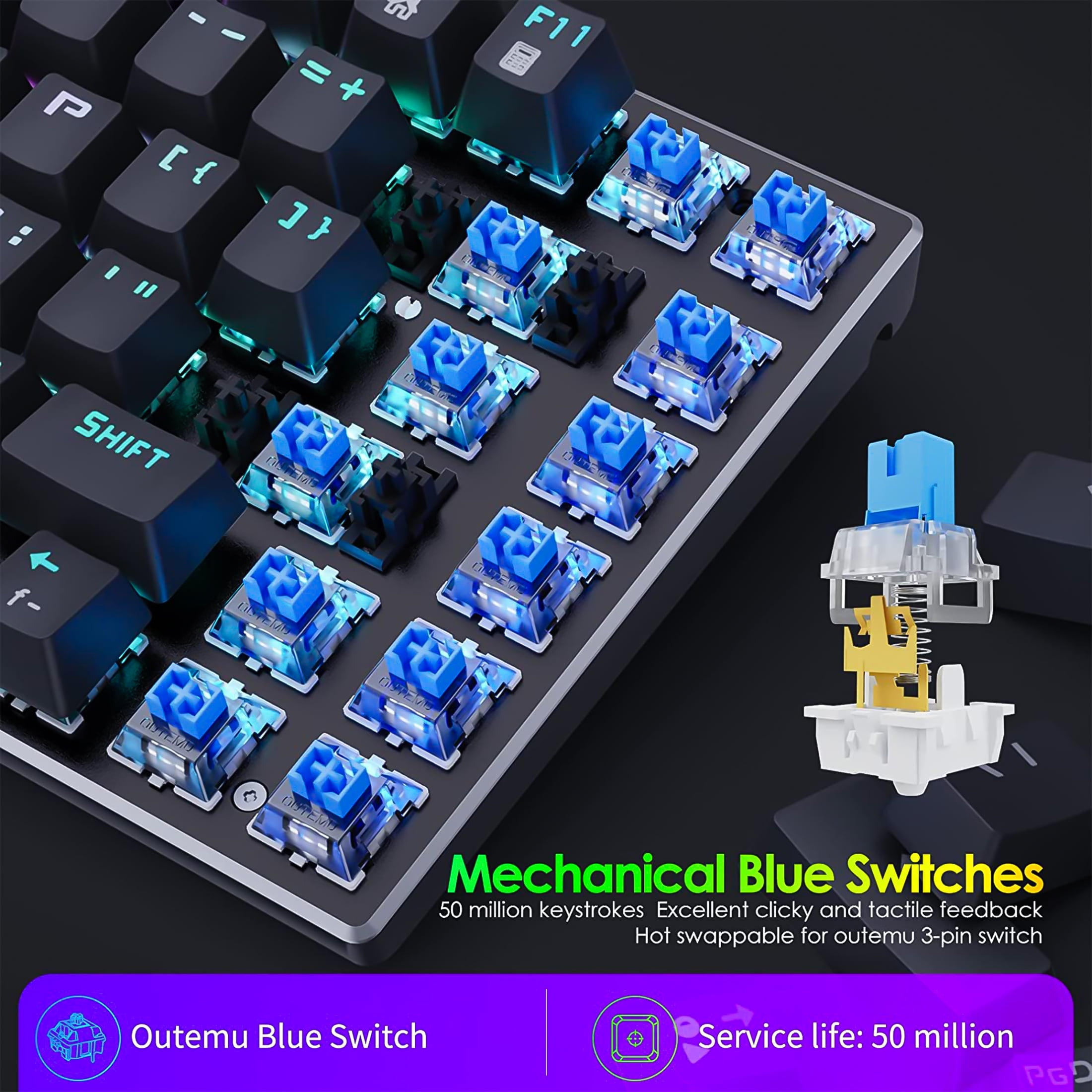 RGB MECHANICAL GAMING KEYBOARD V8 CHINA WITH BLUE SWITCH