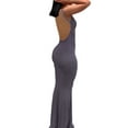 thumbnail image 3 of Biekopu Women's Bodycon Long Dress, Sleeveless Backless Spaghetti Strap Solid Color Party Dress, 3 of 6