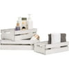MyGift Set of 3 Vintage Whitewashed Wood Nesting Storage Crates with Handles