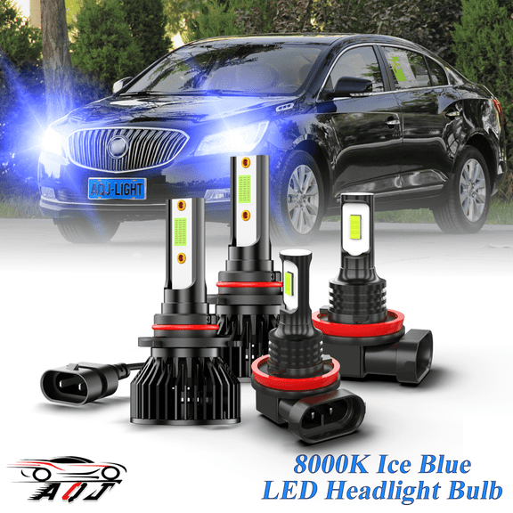 8000K Ice Blue LED Bulb for Buick Lacrosse 2014 2015 2016 High/Low Beam Headlight   Foglight Bulbs Combo Pack of 4