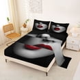 thumbnail image 2 of Erosebridal Modern Beauty Girl Queen Sheet Sets, Black Grey Bed Set, 4 Pieces, 2 of 5
