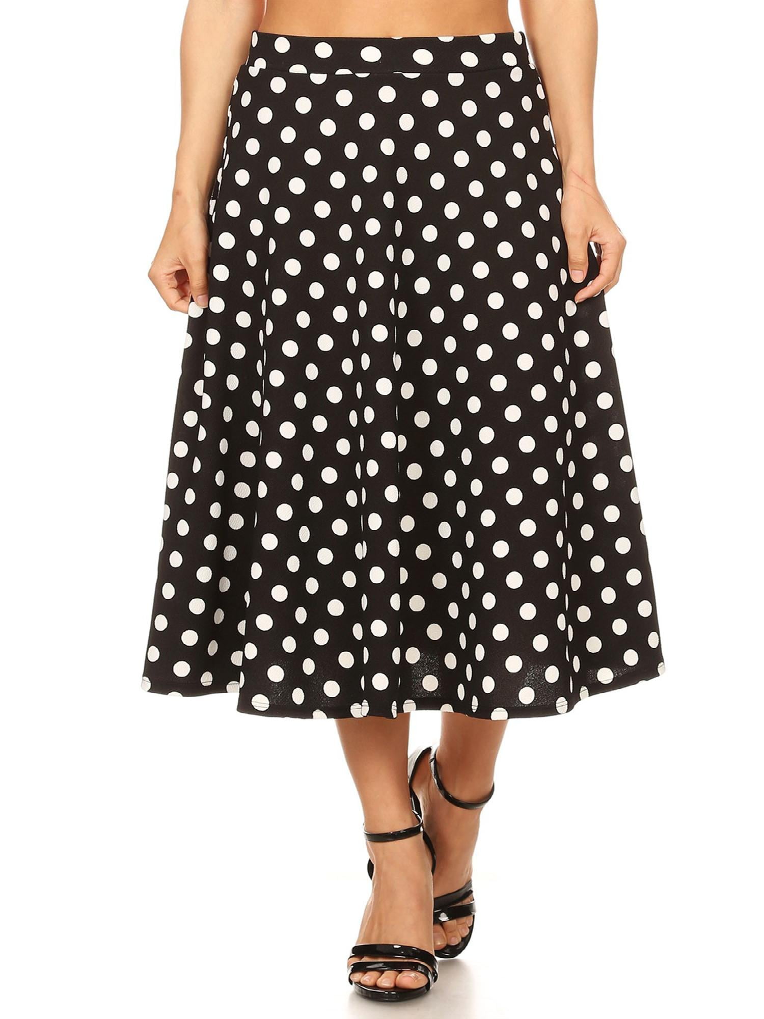 Women's Flared Stretchy Pleated Pattern A-Line Midi Skirt/Made in USA - Walmart.com