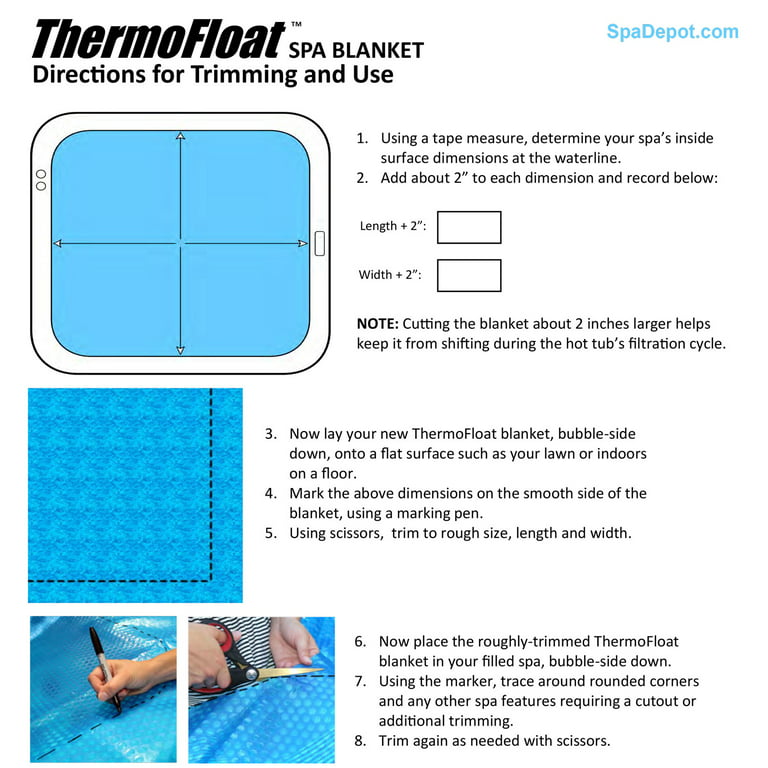 Spa Depot 8ft x 8ft Thermo-Float Hot Tub Bubble Cover Solar Insulating  Blanket 16-Mil Square 