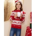 thumbnail image 6 of Fdqin Boys Christmas Sweaters Girls Unisex Reindeer Snowflakes Crewneck Sweatshirt Knit Fall Winter Ugly Christmas Pullover Red 9-10 Years, 6 of 8