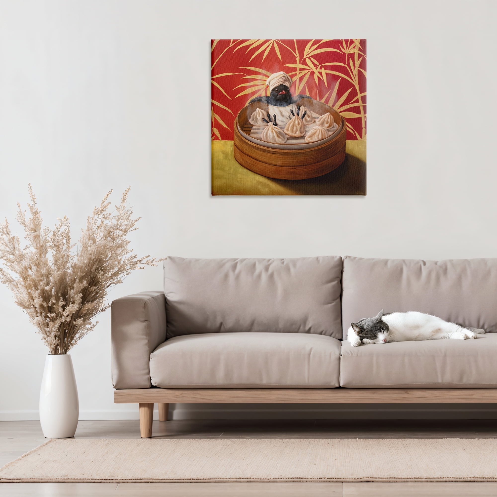 Bamboo Steamer Bird Canvas Wall Art, design by Lucia Heffernan