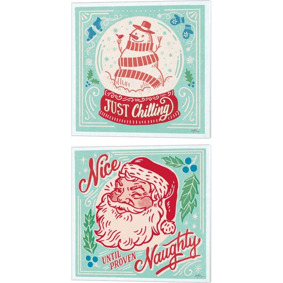 Great Art Now Naughty and Nice Bright by Janelle Penner 2 Piece Canvas Art Set Each 14"W x 14H"
