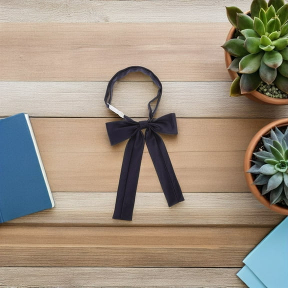 Raindrops 3pcs Formal Necktie for Women Dark Blue Satin Bowtie Office Wear Adjustable Bowknot