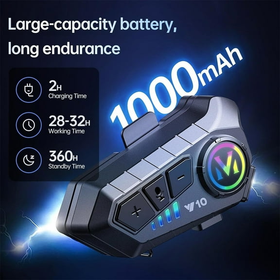 FYHALE Bluetooth Helmet Headset Intercom Helmet Bluetooth5.3 Headset 500 Meters Full 2-person Intercom Smart Voice Helmet Headset