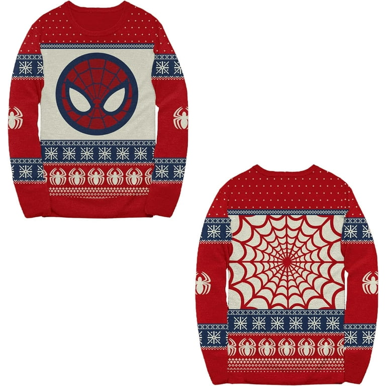 Marvel Spider Man Symbol Offcially Licesned Adult Holiday Ugly Christmas Sweater