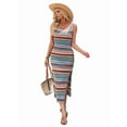 thumbnail image 2 of Womens 2025 Summer Dresses Square Neck Sleeveless Tank Striped Boho Sundress Beach Vacation Dresses Green M, 2 of 9